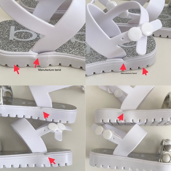 Bebe Toddler White Silcone Rubber Pop It Silver Glitter Sandals Size Small 5/6 - Picture 7 of 13